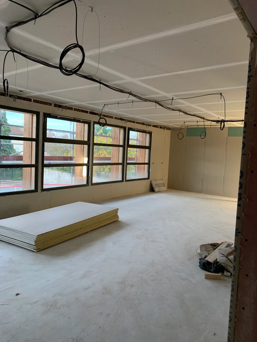 Faux plafond placo · Ossature · Chantier en cours